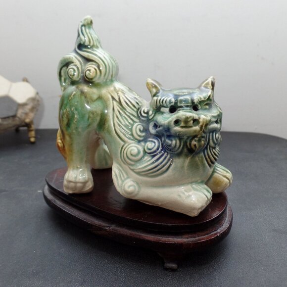 Vintage Chinese Porcelain Foo Dog Sculpture Figurine Shi Shishi Guardian Statue - Picture 2 of 13